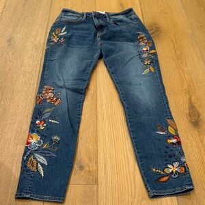 DRIFTWOOD Blue Floral Embroidered Jeans